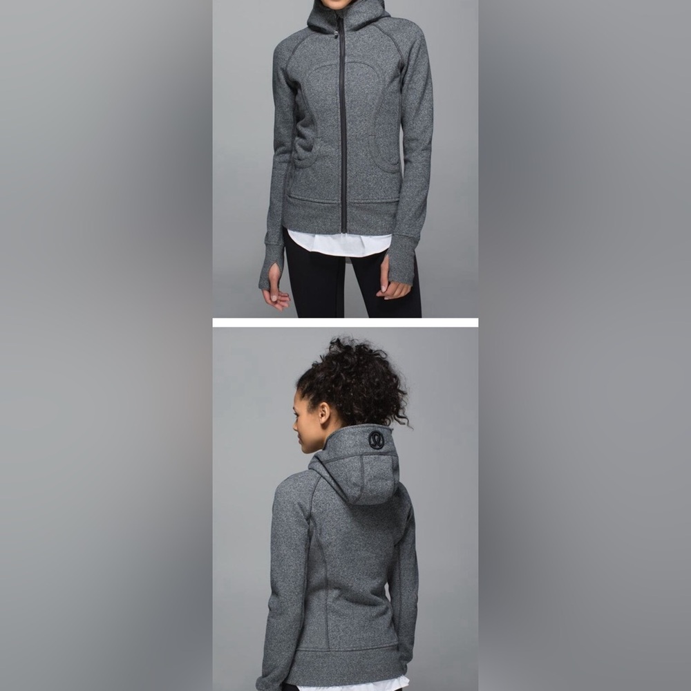 Lululemon Scuba Gray Fleece Full Zip Hooded Long Sleeve Jacket 4